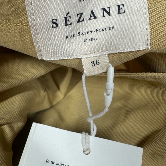 Sezane Elivira Wrap Dress Size 36 / US 4 NWT Long Sleeve Tan Sand Pockets Belted - Picture 8 of 13